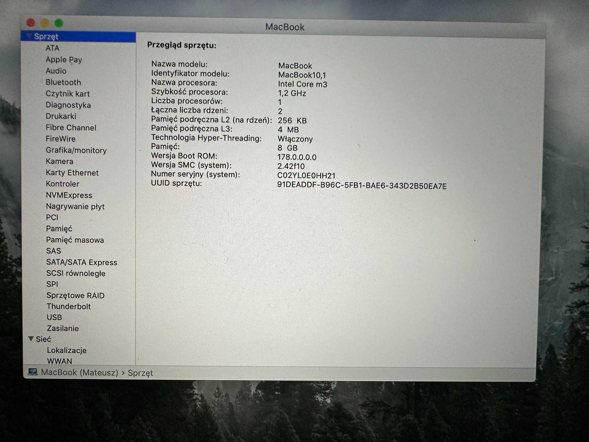 Macbook 12 retina M3 8GB 256GB A1534 Apple tylko 127cykli stan idealny