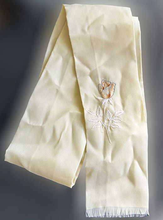 Echarpe de Pescoço Bege Bordada, Nova