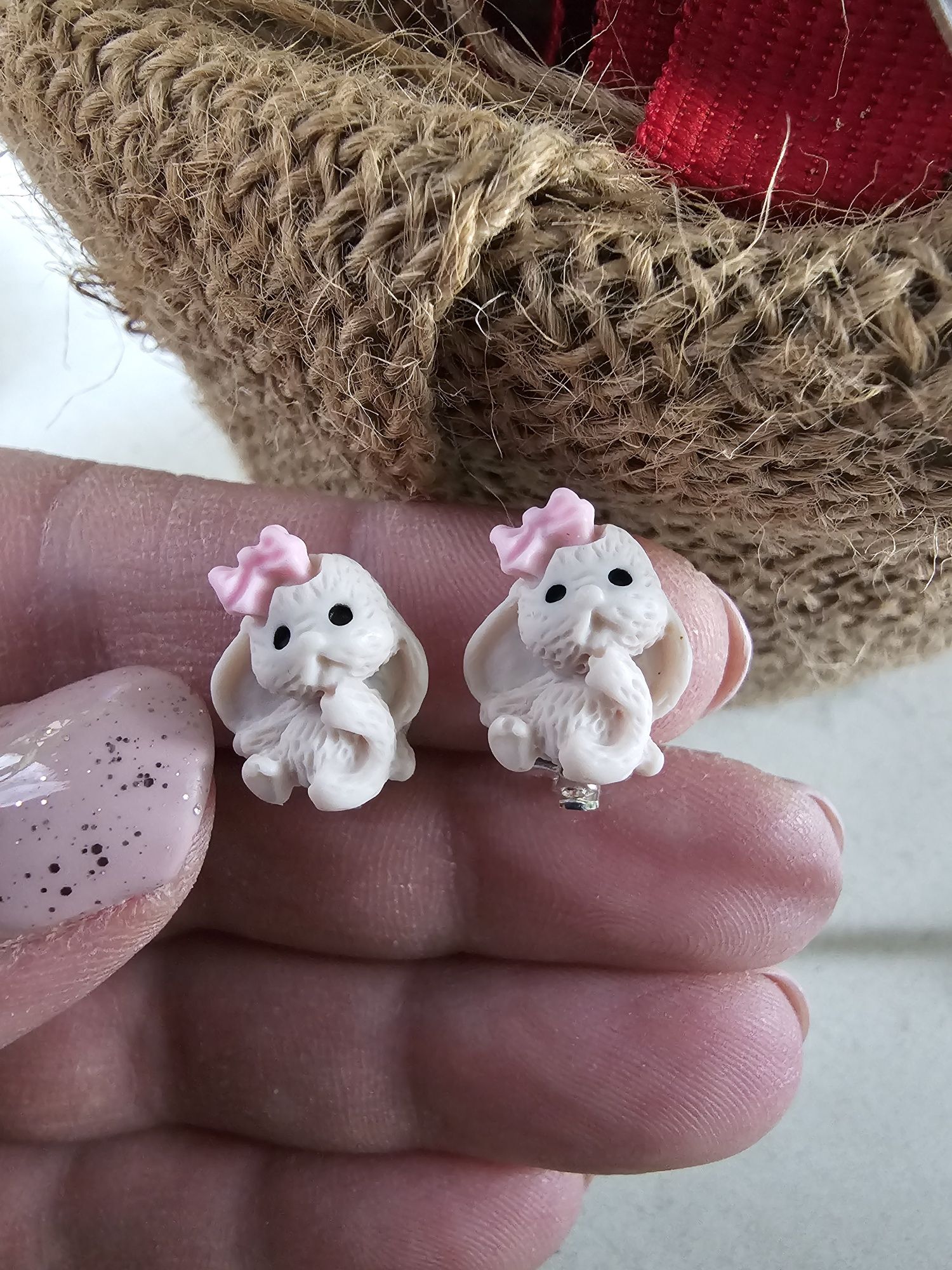 Klipsy dla dziewczynki króliczki handmade