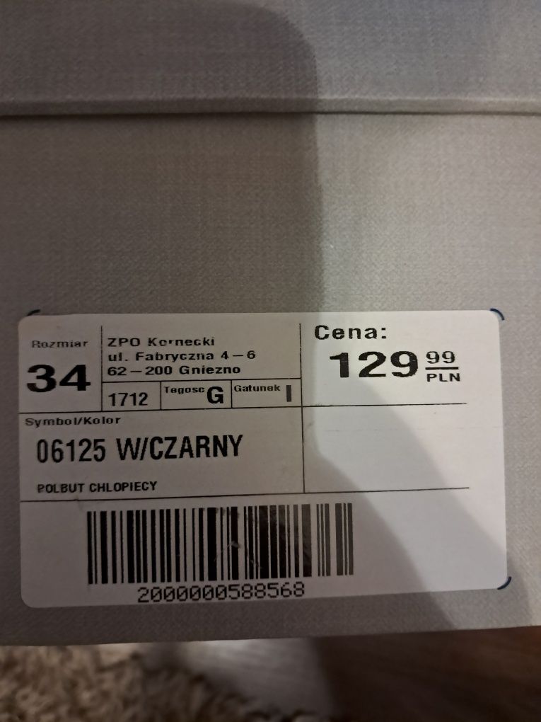 Buty Kornecki czarne 34. Na komunię