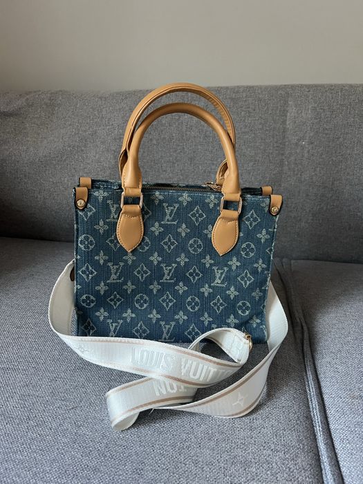 Niebiesko pomarańczowa torebka z paskiem Louis Vuitton