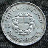 Монета - Великобританія - 3 пенса - 1944 - George VI - срібло