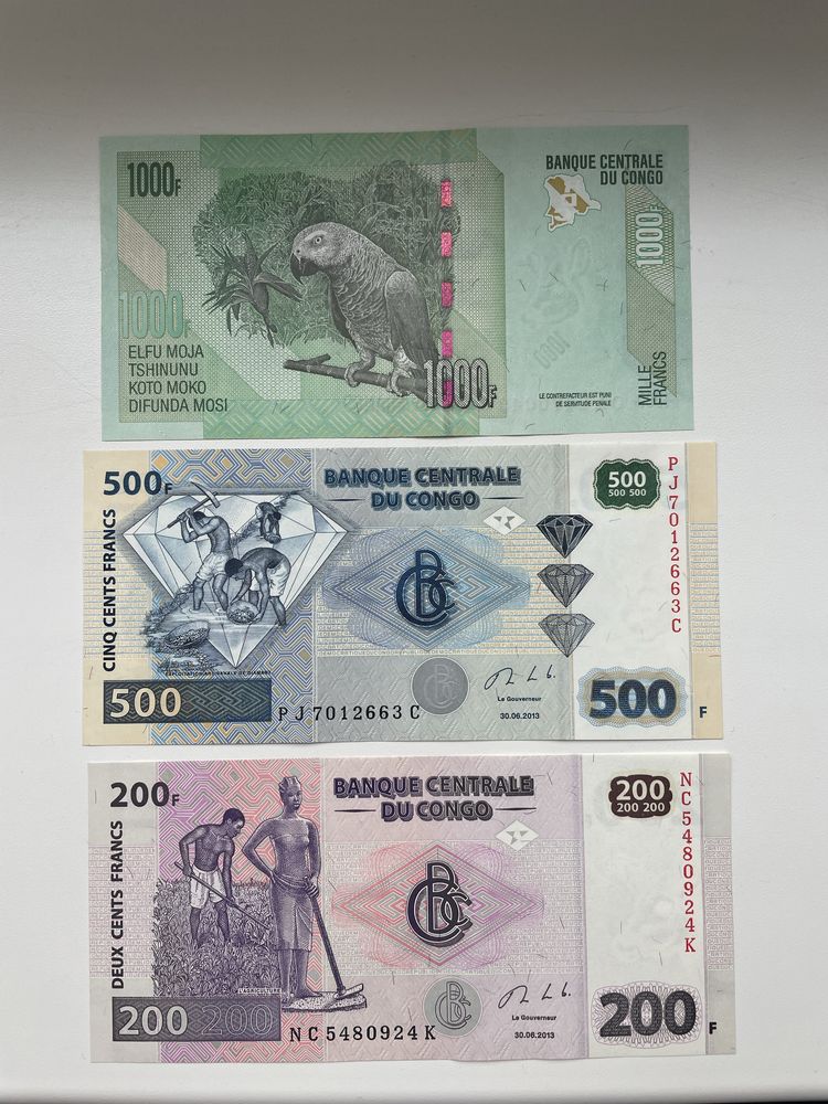 Продам банкноти 200,500,1000 франків ДР Конго