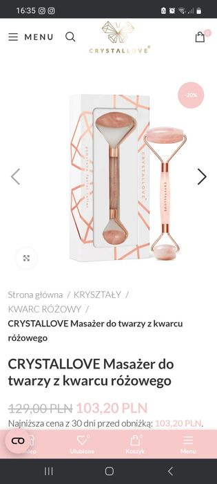 CRYSTALLOVE Masażer do twarzy z kwarcu różowego