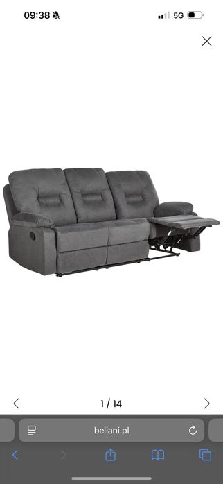 Sofa kanapa 3-osobowa z funkcją relaks rozkładane fotele