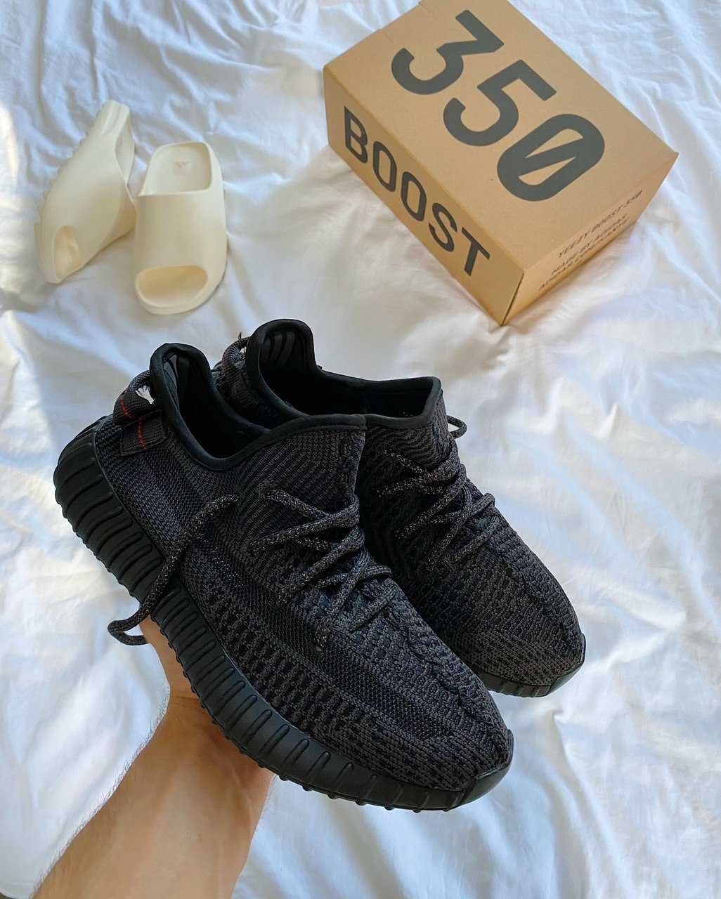 Кроссовки Adidas Yeezy 350 black / Адидас Изи черные рефлектив 38 39