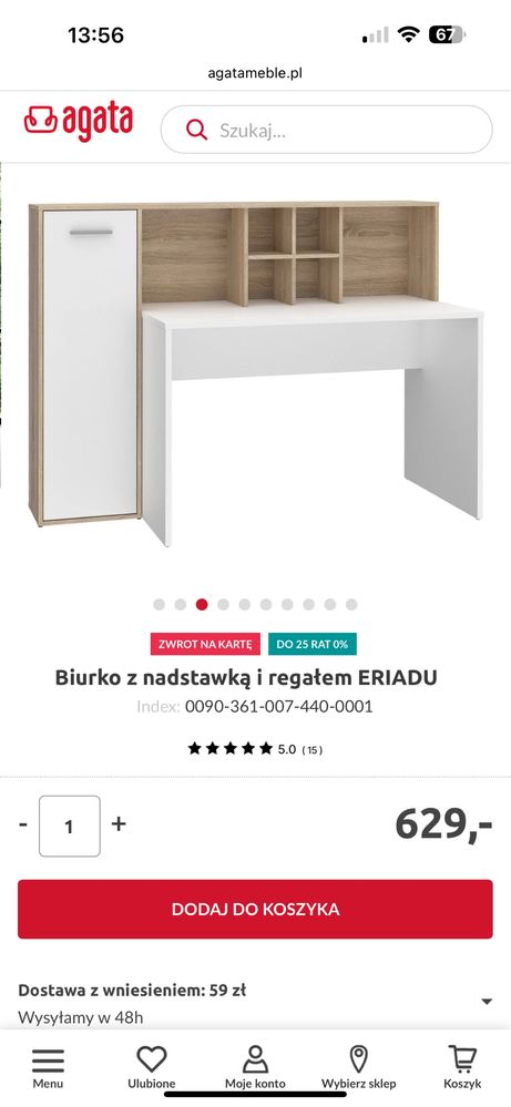Lada recepcyjna / biurko z nadstawką i regałem