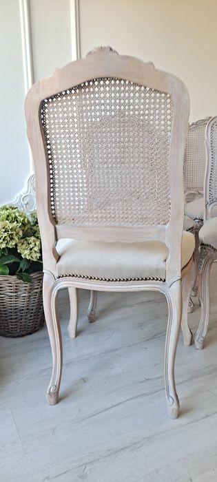 Stylowe krzesła rafia Shabby Chic Ludwikowskie Ludwik Prowansja  boho