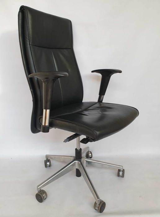 krzesło na kółkach chrom fotel biurkowy skóra