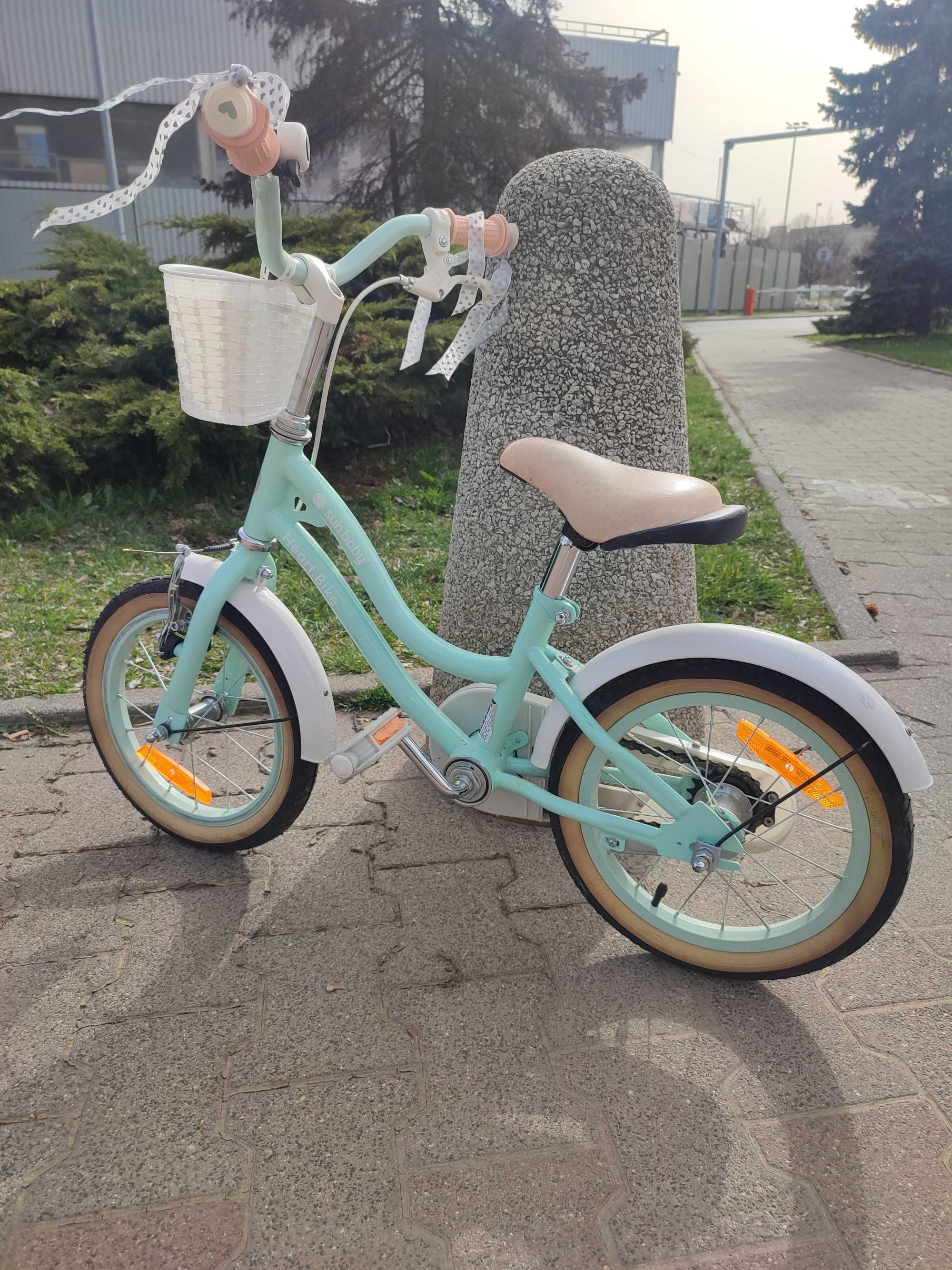 Rowerek  Sunny Bike 14 cali miętowy + kask z Krainy Lodu z Elzą gratis