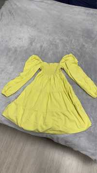 Платье льняное  летнее желтое (xs-s) romashka