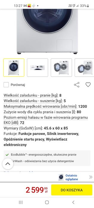Pralko suszarka Ekobubble 8kg