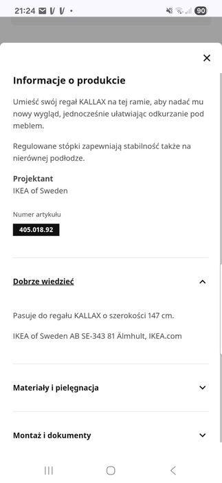 Rezerwacja Rama nośna do regału KALLAX IKEA