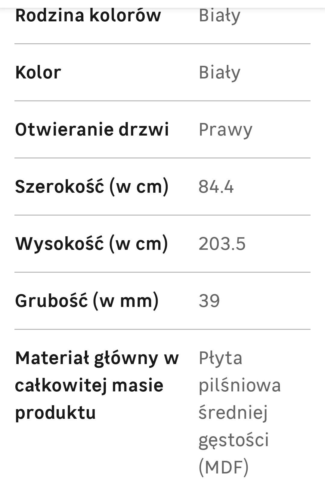 Drzwi wewnętrzne pełne Morano I Białe Prawe 80 Classen