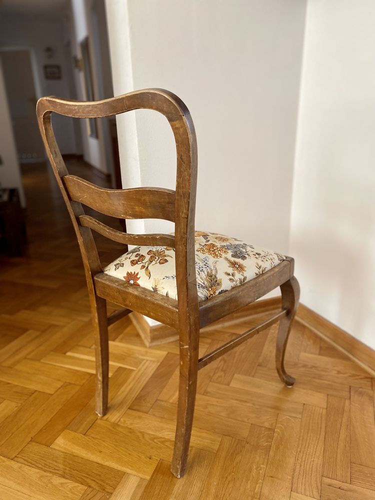 Krzesła drewniane retro vintage, 5 sztuk, odrestaurowane tapicerowania