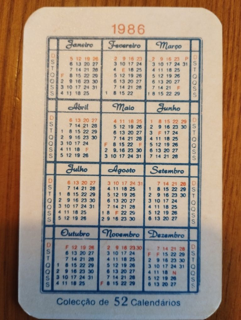 Coleção de calendários de 1986