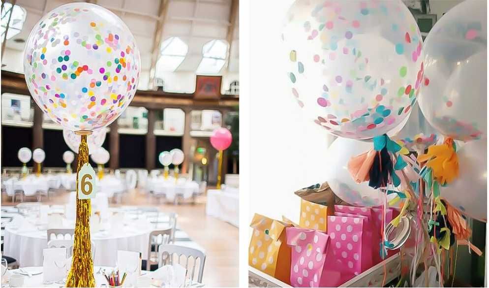 Balony przezroczyste z konfetti urodzinowe 5 szt