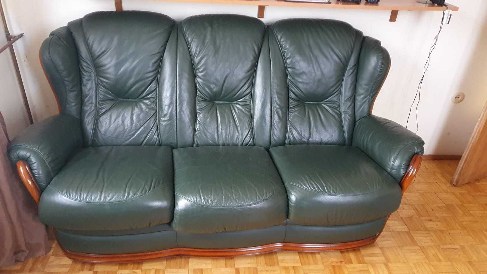 Sofa +2 fotele  kolor zielony