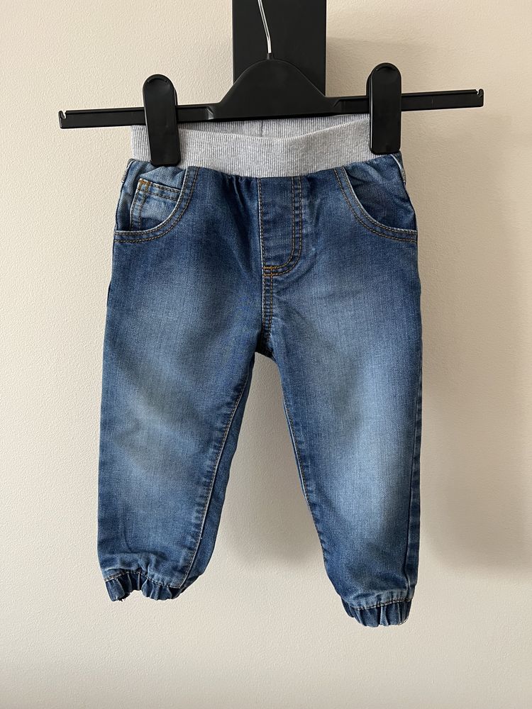 F&F jeansowe dżinsowe joggery spodnie r. 12-18 mc 80,86 cm