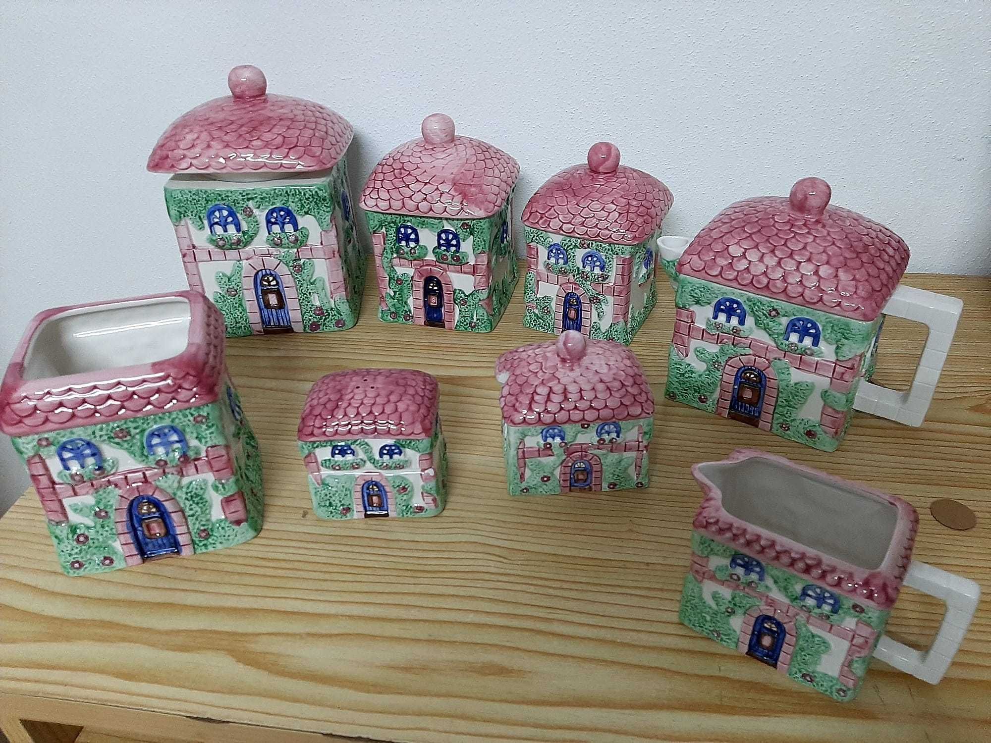 conjunto de cozinha em cerâmica, pintada à mão, novo