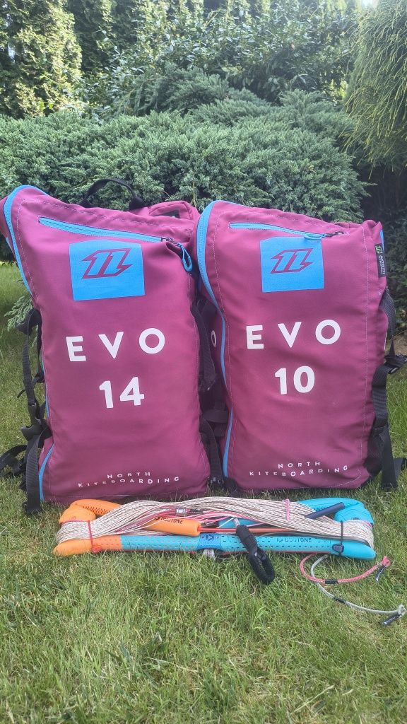Kitesurfing Latawce North EVO 10 , 14 + bar Duotone używane w dobrym s