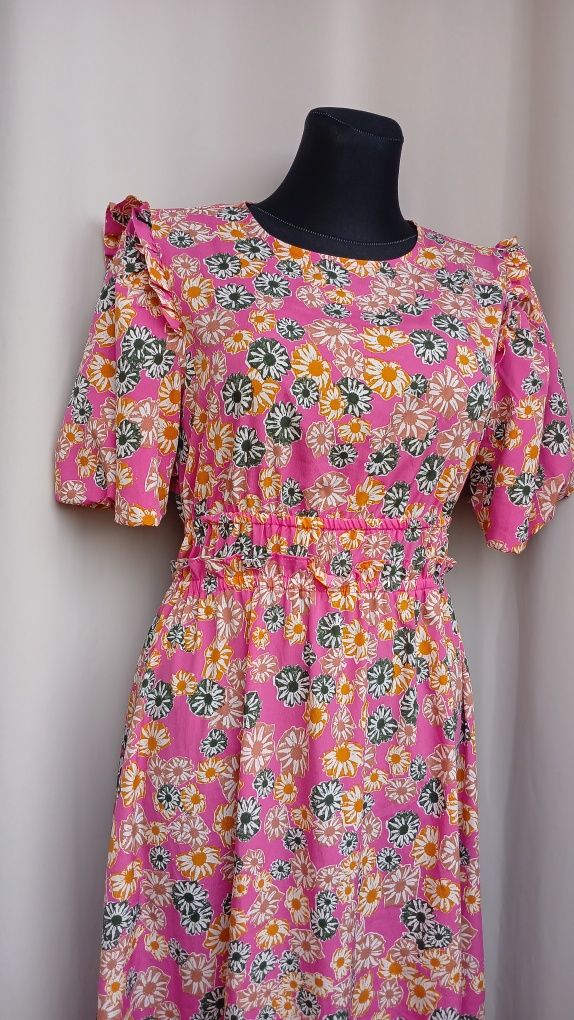 Kwiecista sukienka midi z otwartymi plecami L XL
