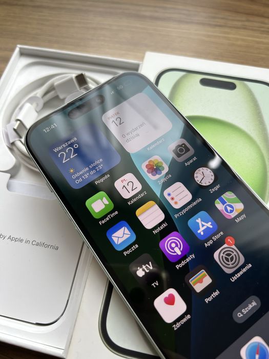 Iphone 15 128GB Green/Komplet*Bez Rat*Wolna Sprzedaż/Bat87%!