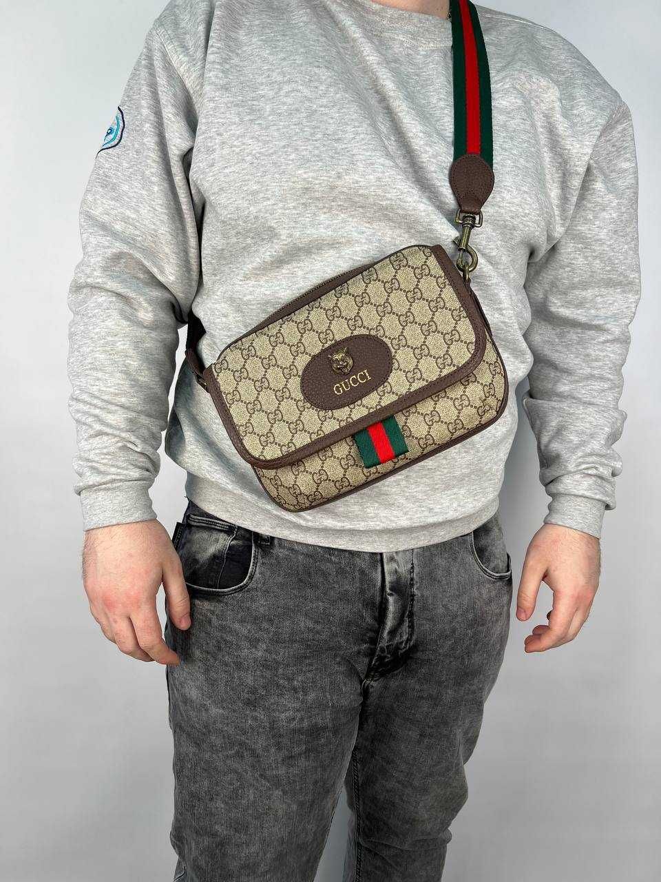 Мужская сумка Gucci из текстиля | Барсетка,через плечо,бренд,кроссбоди