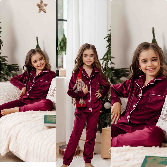 Стильна дитяча плюшева велюрова піжама для дівчинки 146,152,158,164
