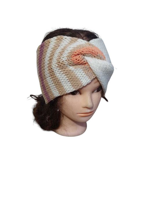 Opaska Handmade, turban Węzeł Dwuwarstwowa Zimowa szeroka PODWÓJNA,