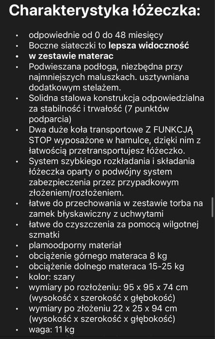 Łóżeczko łóżko kojec turystyczne Topmark 100x100