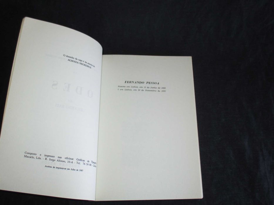 Livro Odes de Ricardo Reis Obras Completas de Fernando Pessoa Ática