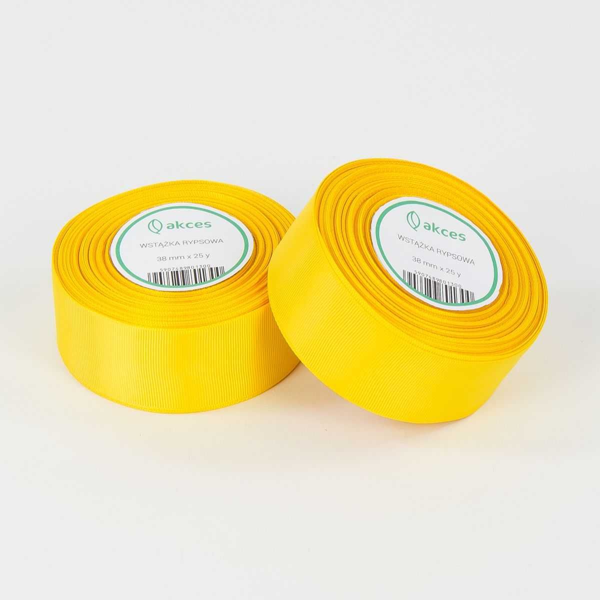 Żółta tasiemka rypsowa wstążka ryps 38mm 22m