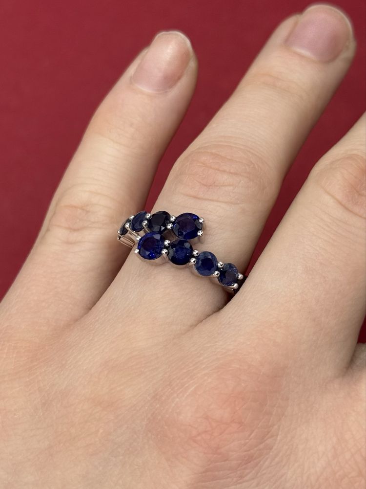 Каблучка з сапфірами 3.80ct золото 585 сапфир