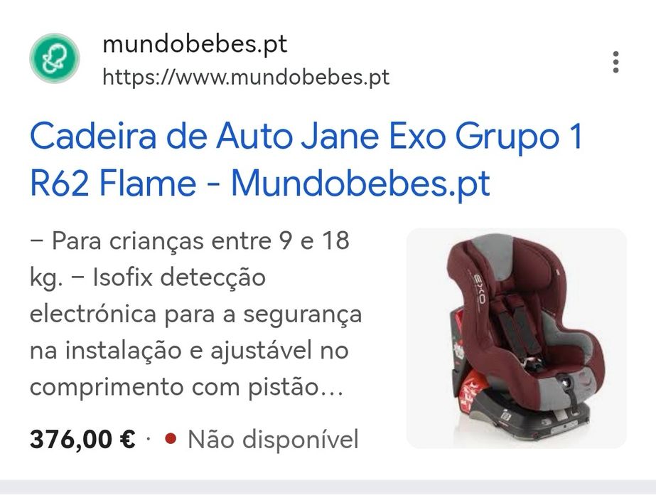 Cadeira de criança Jane Exo Isofix 9 18 kg