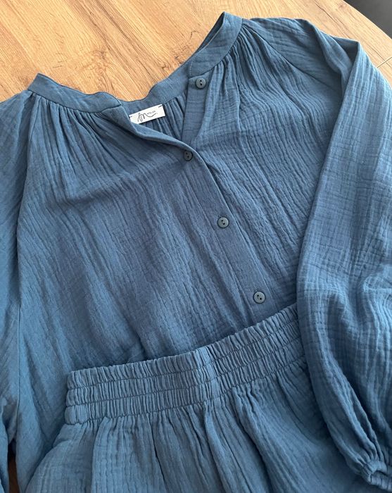 Szorty spodenki muślinowe niebieskie Matelier.  Rozm XS-S. Nowe