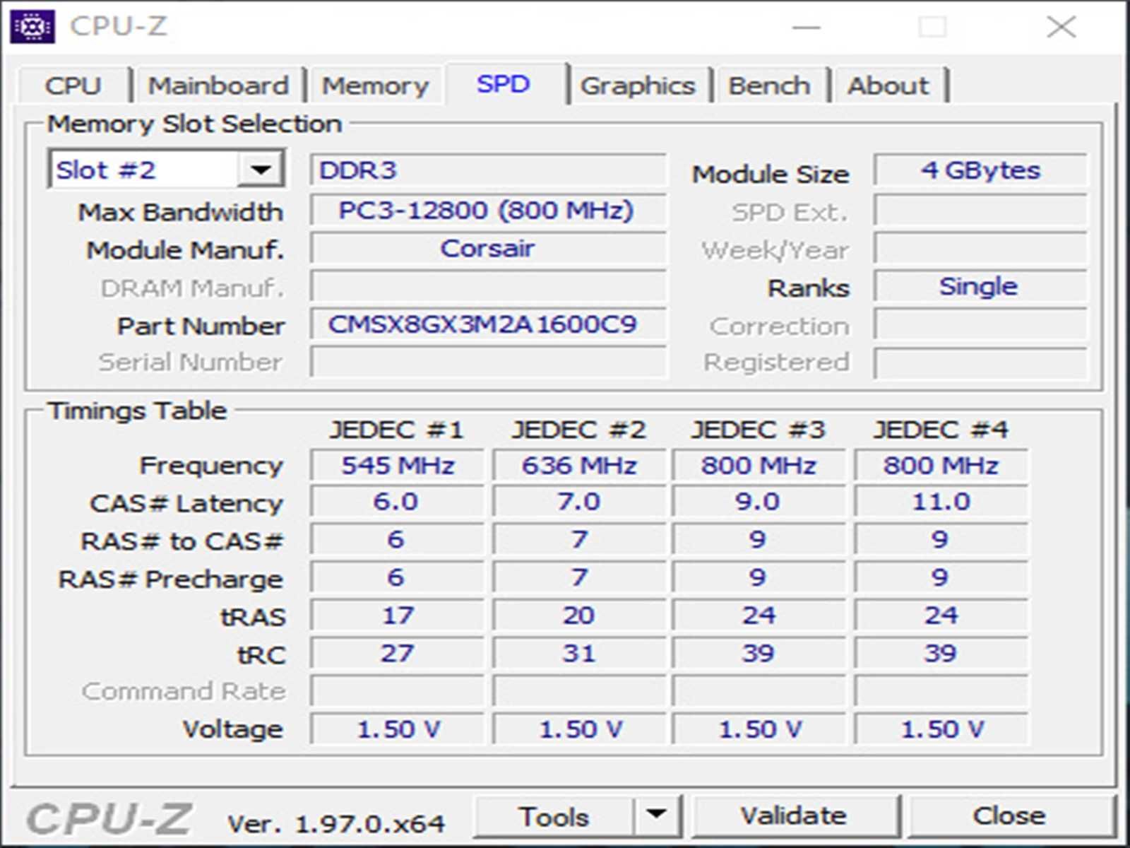 DDR3 8GB CoRsair 12800