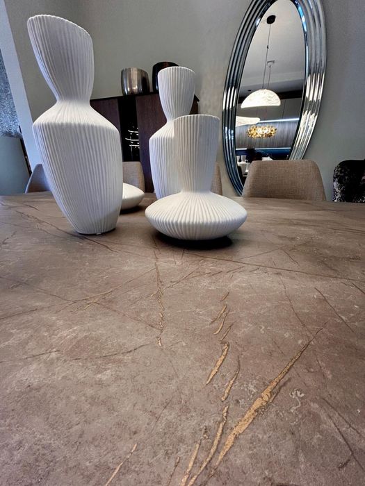 Okazja -45% Stół HPL GOLD MARBLE 200x120 + krzesła, nowe, fv23%