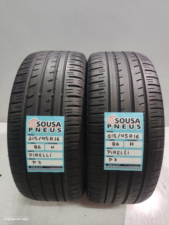 2 pneus semi novos 215-45r16 pirelli - oferta dos portes