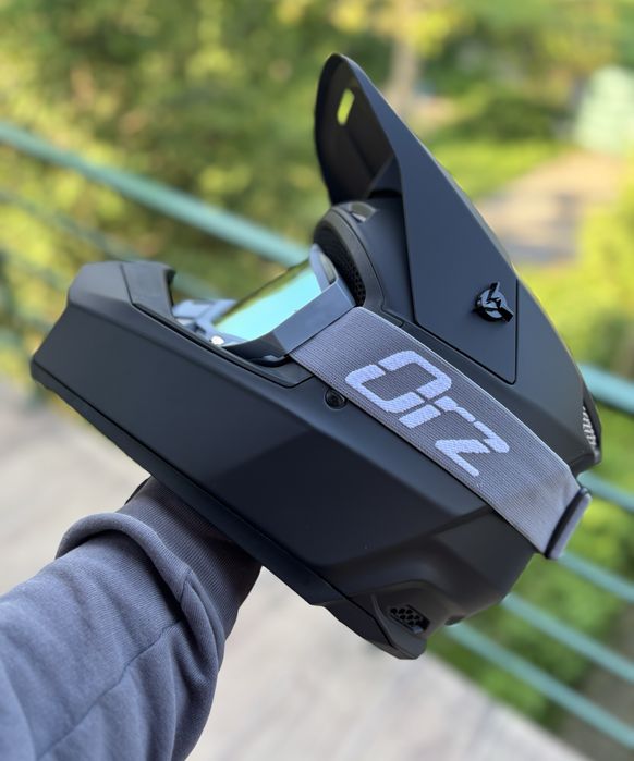 Ендуро кросовий шолом ORZ на мотоцикл, шлем сірий чорний білий