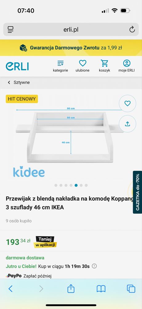 Nakladka na przewijak z przewijakiem