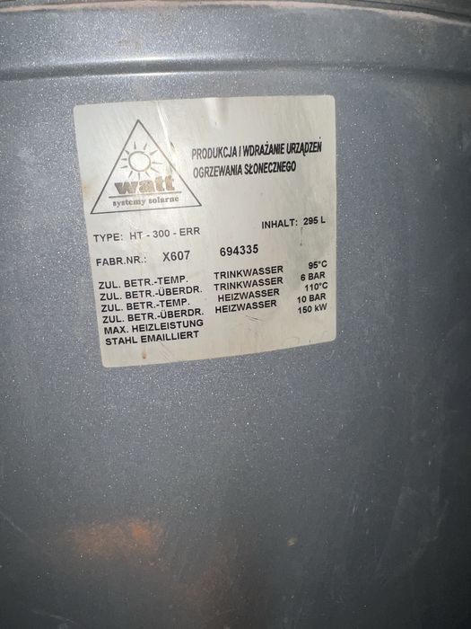 Bojler 300l do instalacji solarnej