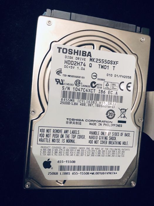 Disco para MacBook Pro 13 Toshiba original Apple 250Gb