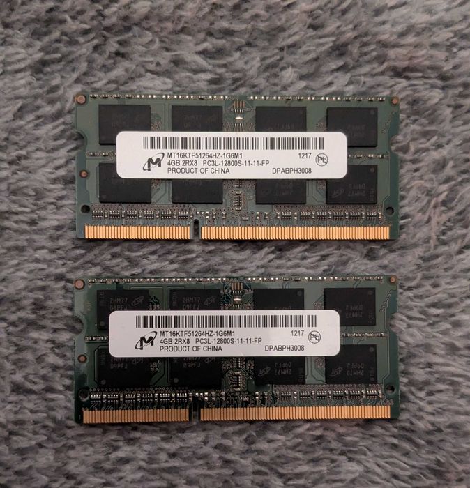 8GB RAM PARA LAPTOP Micron (4GB+4GB) PC3L - 12800S DDR3L