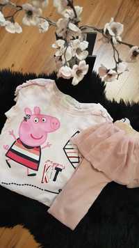 Cudny zestaw:) legginsy z tiulową spódniczką bluza PEPPA PIG 80/86