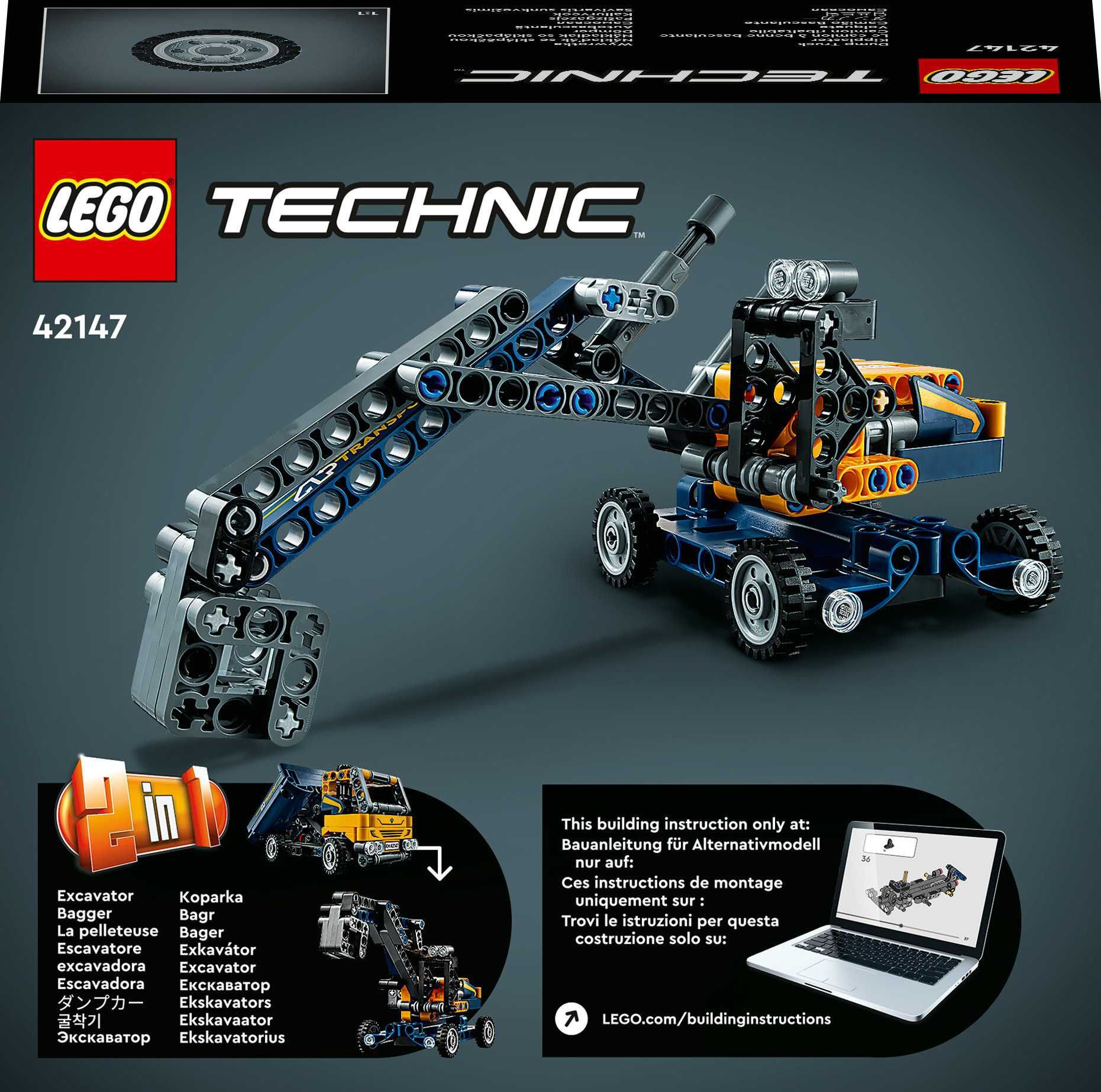 LEGO Technic 42147 Wywrotka, dla małych konstruktorów