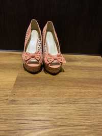 Buty sandały różowe na platformie korek r. 40