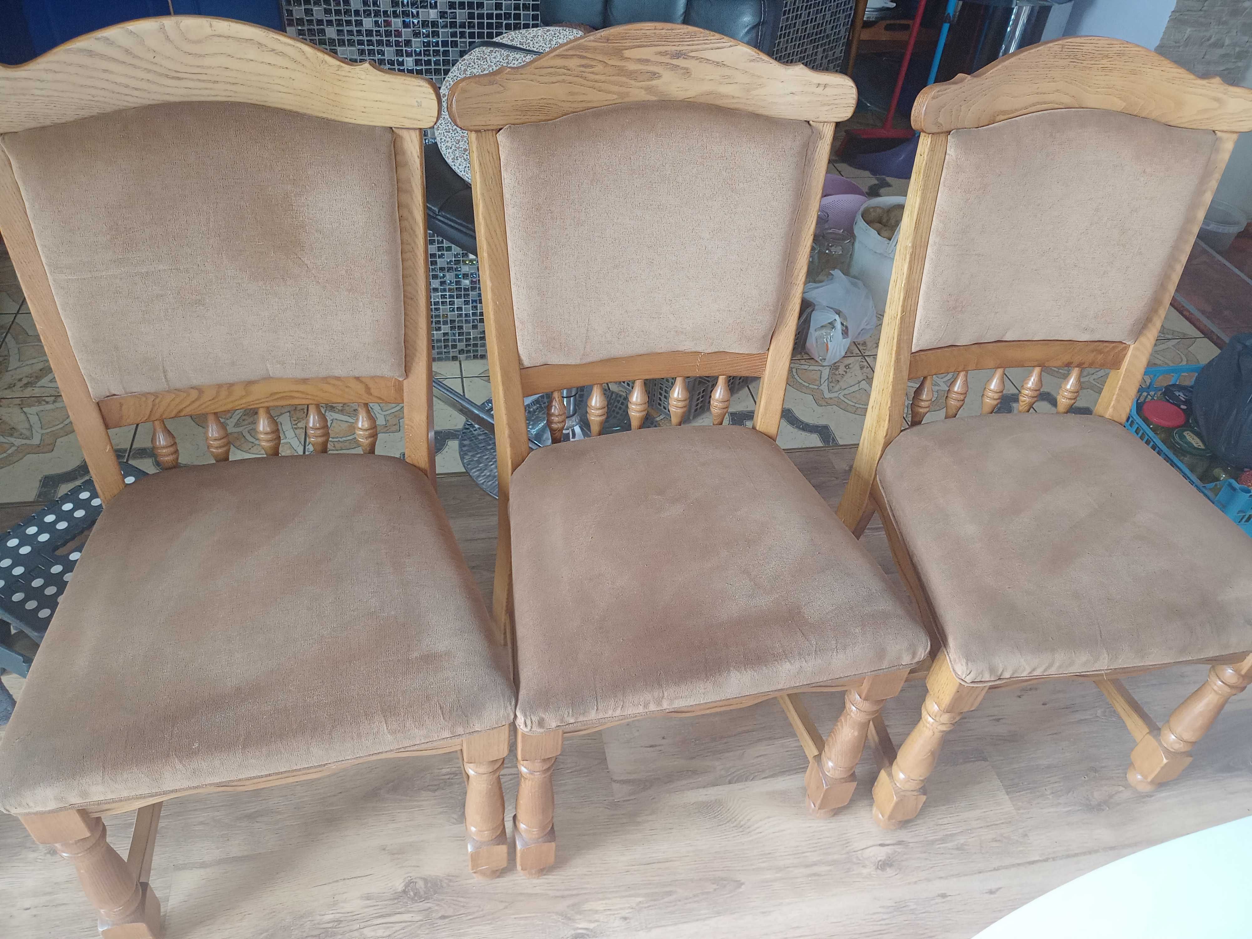 Krzesła dębowe 3 sztuki bardzo solidne