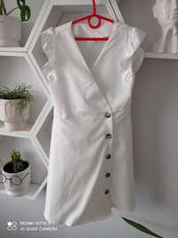 => Shein biała sukienka 134 idealny stan