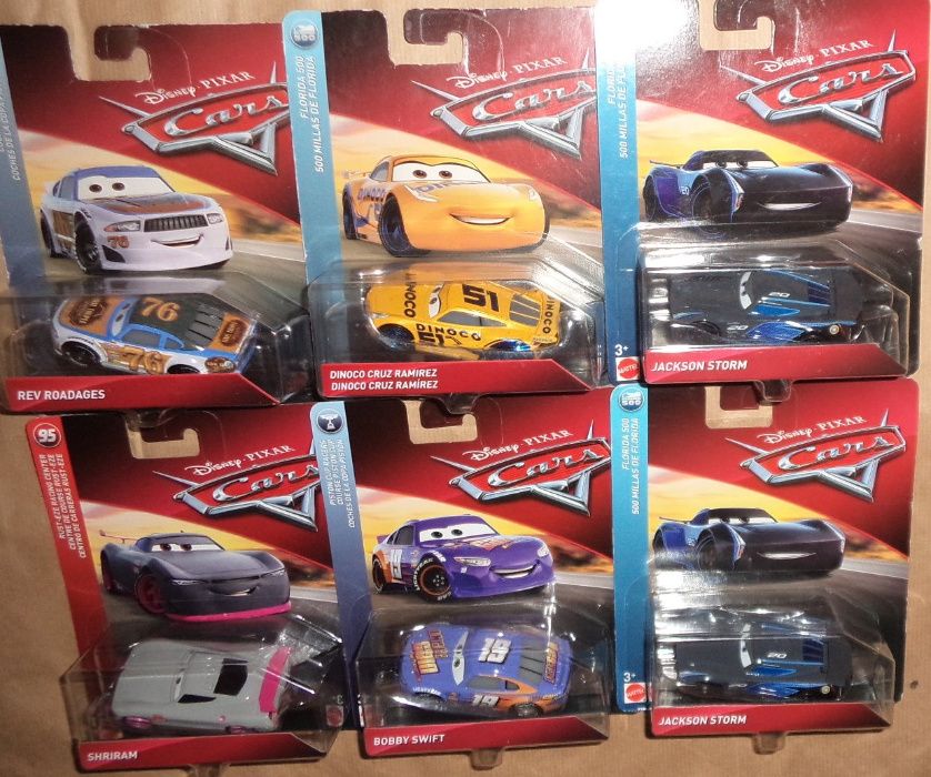 3 resoraki auta cars 3: bobby swift, jackson storm, petro cartalina